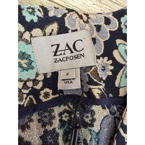 ZAC Zac Posen Pepper Jumpsuit Size 8 Blue Aqua Floral Sleeveless Made USA NWT - Picture 7 of 16
